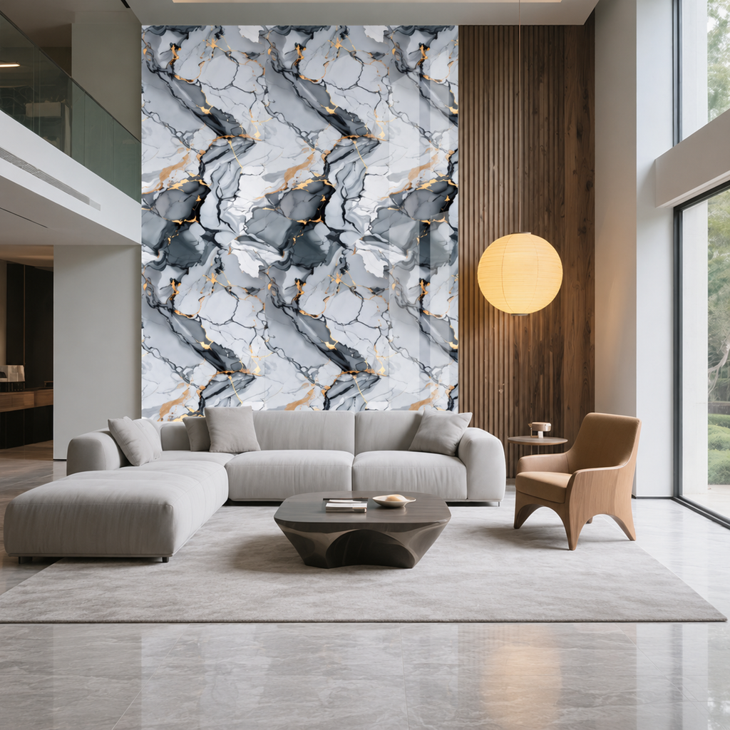 SOGA Peel & Stick Floor and Wall Tiles 60 x 60cm 10 Pack Blue Agate Faux Marble