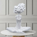 SOGA 59cm White Resin Sculpture – Calm Yoga Woman Decor Piece