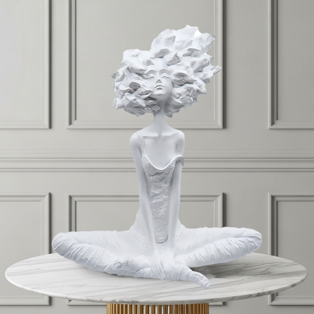 SOGA 59cm White Resin Sculpture – Calm Yoga Woman Decor Piece