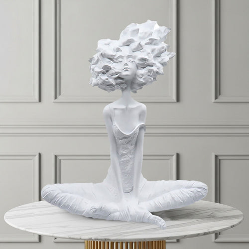 SOGA 59cm White Resin Sculpture – Calm Yoga Woman Decor Piece