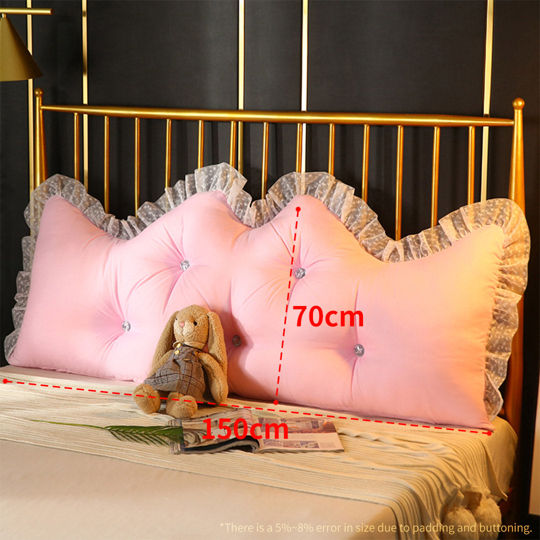 SOGA 2X 150cm Pink Princess Bed Pillow Headboard Backrest Bedside Tatami Sofa Cushion with Ruffle Lace Home Decor
