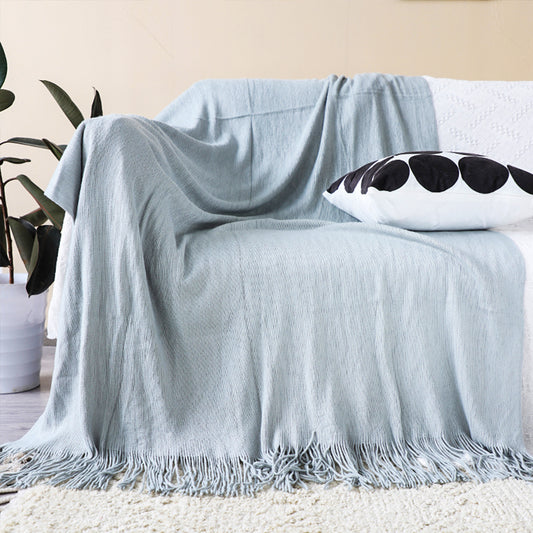 SOGA Grey Acrylic Knitted Throw Blanket Solid Fringed Warm Cozy Woven Cover Couch Bed Sofa Home Decor