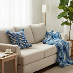 SOGA Home & Living Bundle – Deep Sea Blue Gradient Pillow & Matching Gradient Throw Blanket