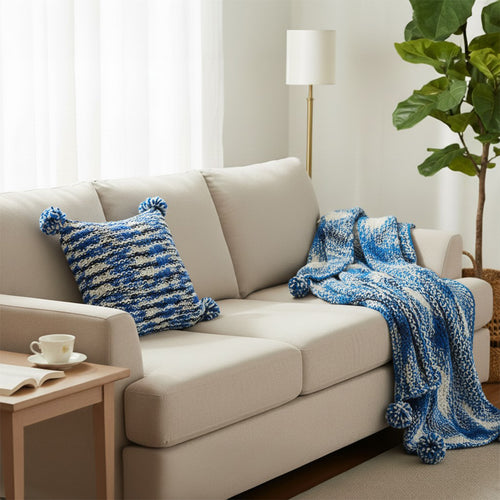 SOGA Home & Living Bundle – Deep Sea Blue Gradient Pillow & Matching Gradient Throw Blanket