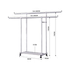 SOGA 2X 200cm Stainless Steel Floor-Standing Clothes Rack - Durable and Space-Saving Laundry Organizer