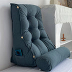 SOGA 2X 60cm Grey Triangular Wedge Lumbar Pillow Headboard Backrest Sofa Bed Cushion Home Decor