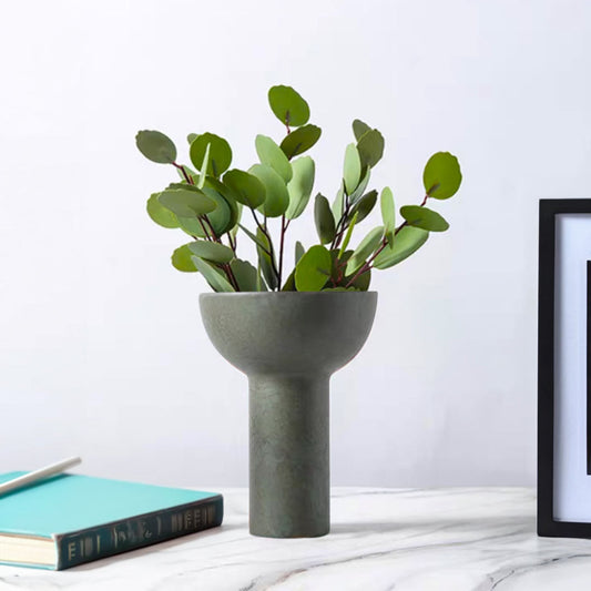 SOGA 2X 15x19.5cm Ornament Gray Minimalist Nordic Ceramic Vase Modern Versatile for Home Decor