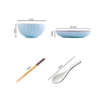 SOGA Blue Japanese Style Ceramic Dinnerware Crockery Soup Bowl Plate Server Kitchen Home Decor Set of 8