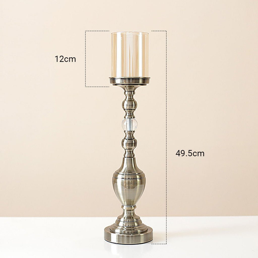 SOGA 43.3cm Glass Candlestick Candle Holder Stand Pillar Glass/Iron Metal