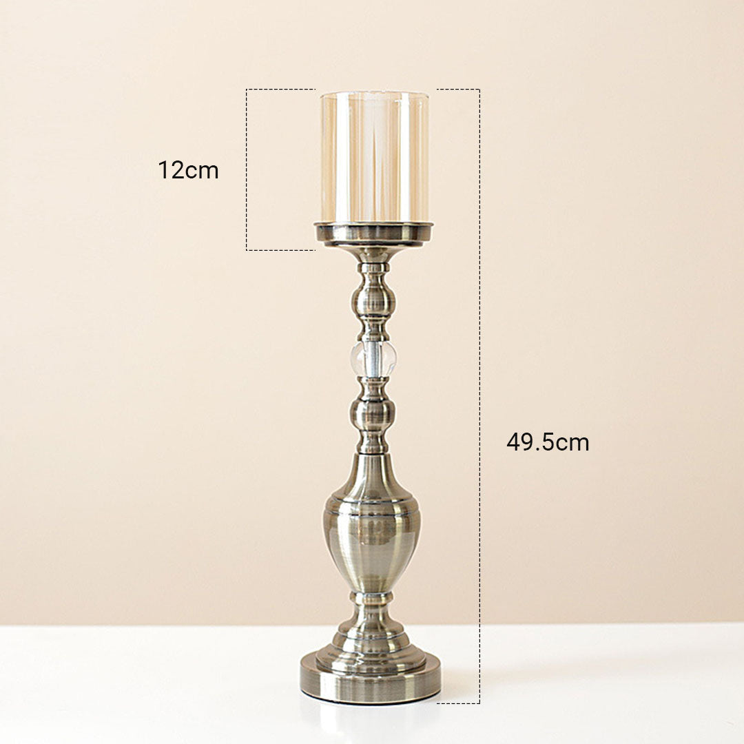 SOGA 43.3cm Glass Candlestick Candle Holder Stand Pillar Glass/Iron Metal