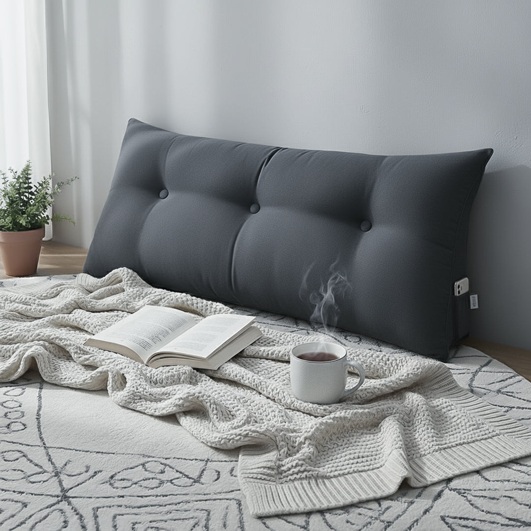 SOGA 4X 100cm Dark Grey Triangular Wedge Bed Pillow Headboard Backrest Bedside Tatami Cushion Home Decor