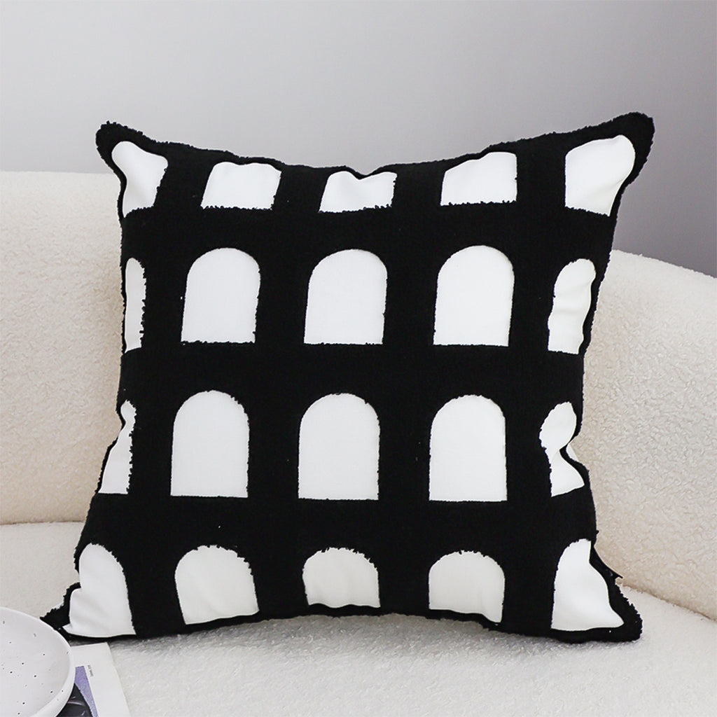 SOGA 45cm Contemporary Black White Arch Pattern Geometric Throw Pillow