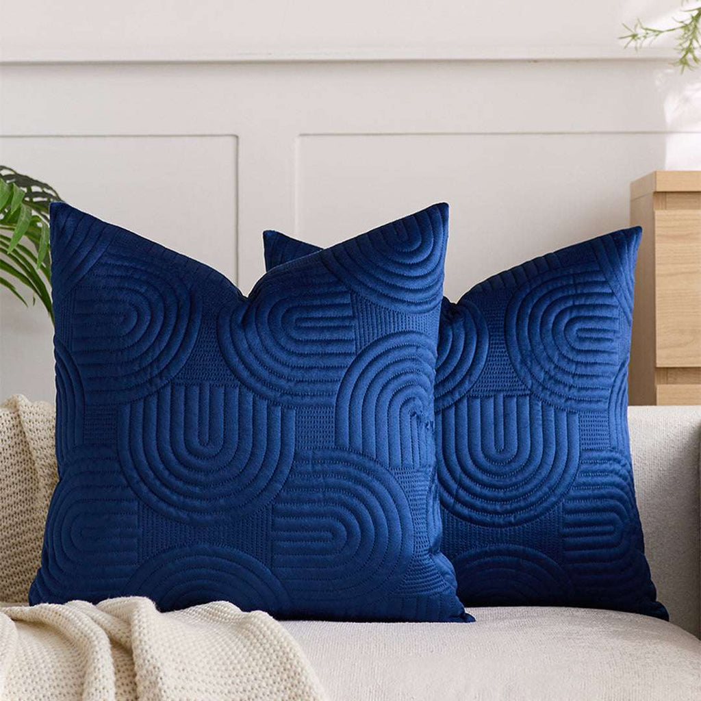 SOGA 2X 50cm Blue Textured Geometric Pattern Decorative Throw Pillow $ 119