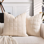 SOGA 2X 50cm Beige Quilted Grid Pattern Decorative Throw Pillow $ 119