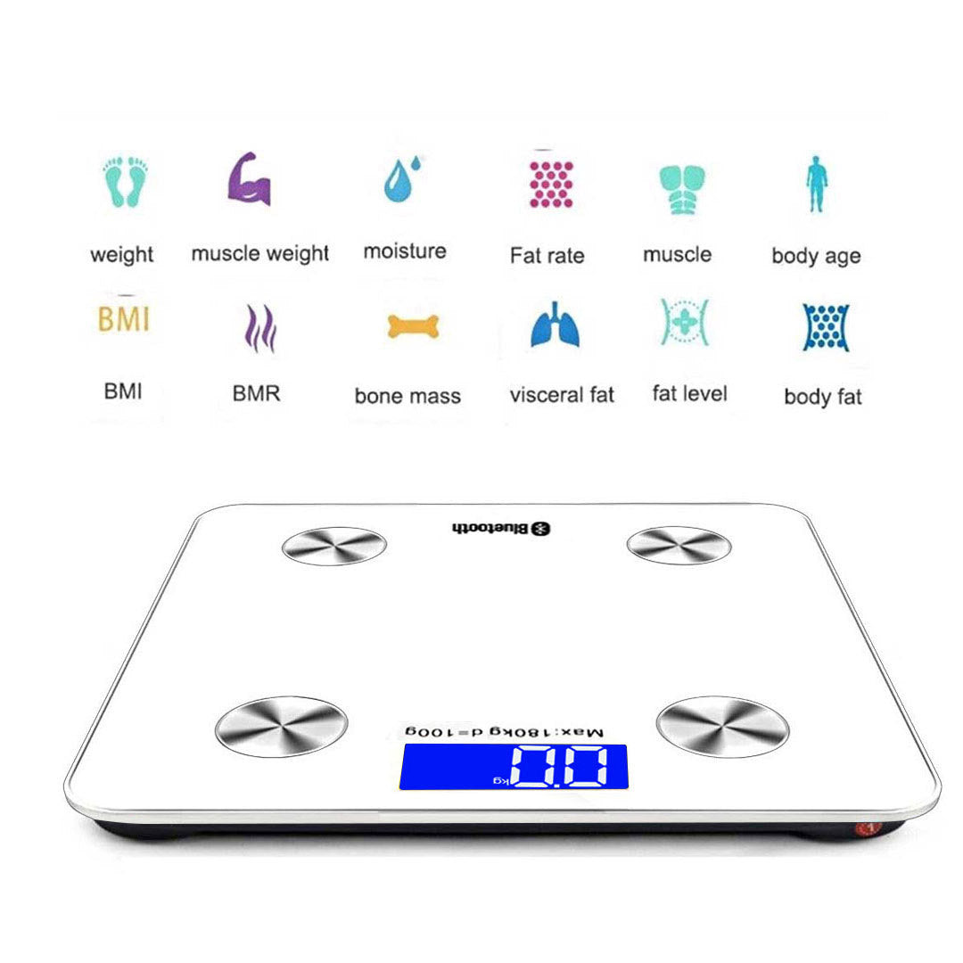 SOGA Wireless Bluetooth Digital Body Fat Scale Bathroom Health Analyser Weight White