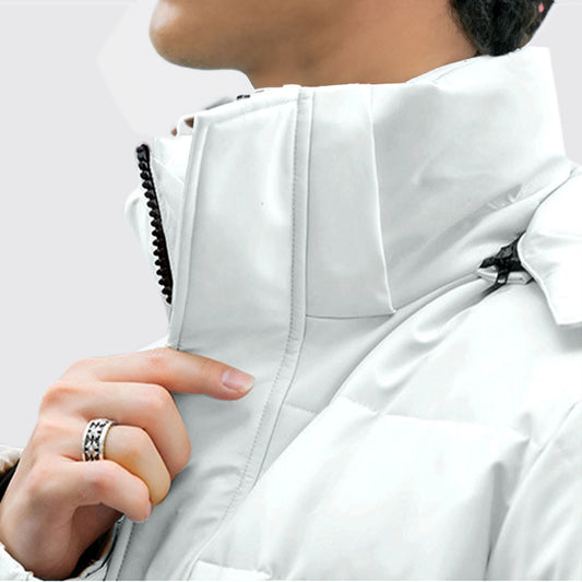 abbee White Winter Hooded Overcoat Long Jacket Stylish Lightweight Quilted Warm Puffer Coat