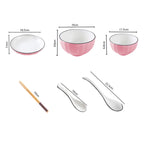 SOGA Pink Japanese Style Ceramic Dinnerware Crockery Soup Bowl Plate Server Kitchen Home Decor Set of 5