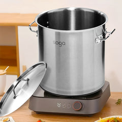 SOGA Dual Burners Cooktop Stove 17L Stainless Steel Stockpot 28cm and 28cm Induction Casserole