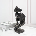 SOGA 31cm Resin Shush Statue – Abstract Silent Face Table Sculpture