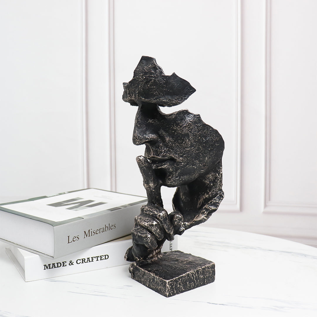 SOGA 31cm Resin Shush Statue – Abstract Silent Face Table Sculpture