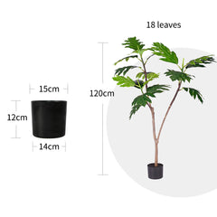 SOGA 2X 120cm Artificial Natural Green Split-Leaf Philodendron Tree Fake Tropical Indoor Plant Home Office Decor