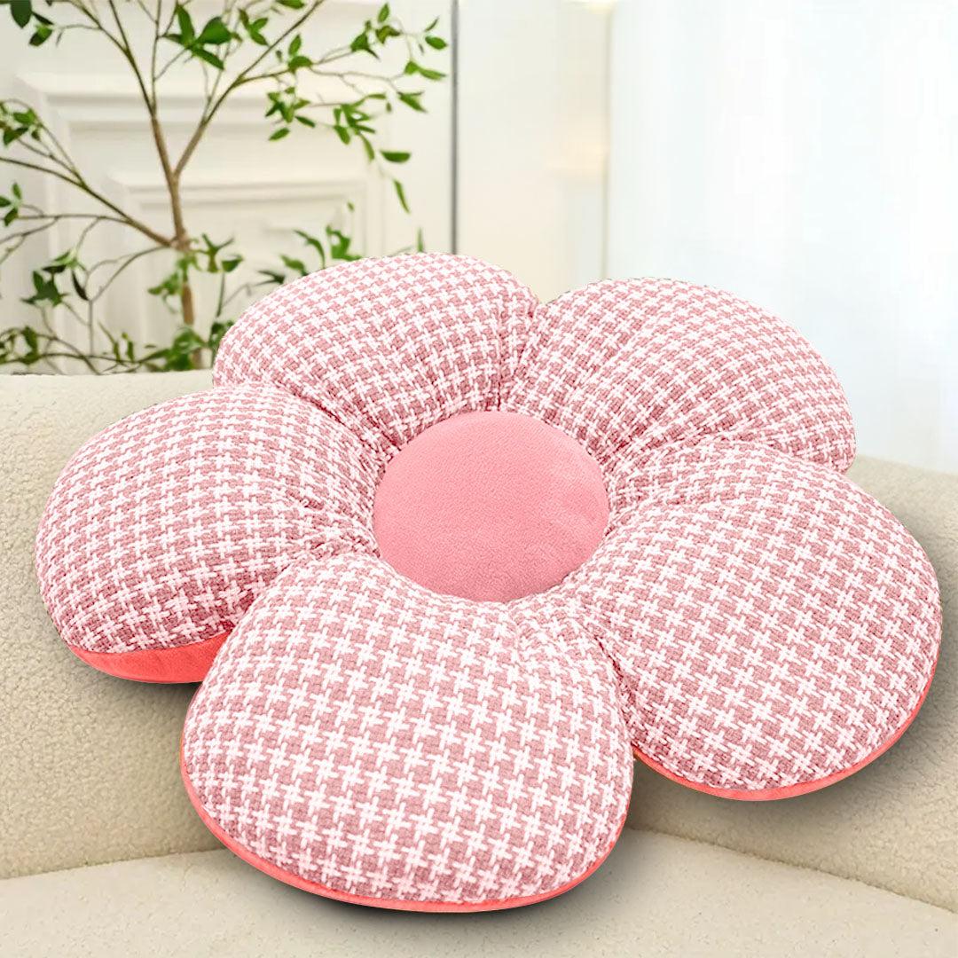 SOGA 2X Pink Flower Cushion Shaped for Floor and Sitting Throw Pillow