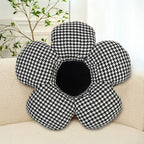 SOGA Black Flower Cushion Shaped for Floor and Sitting Throw Pillow