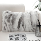 SOGA 2X 30cm Throw Pillow Floral Gray Rabbit Fur Lumbar Warm Cozy Decorative Cushion Home Decor