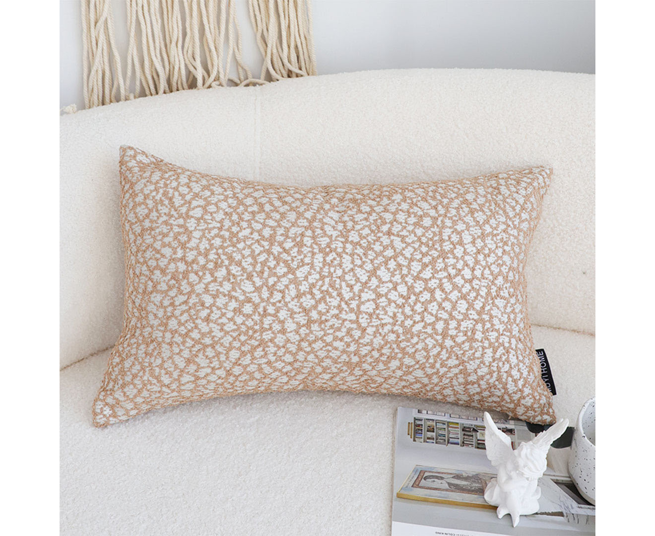 SOGA 35cm Neutral Beige Speckled Pattern Contemporary Throw Pillow