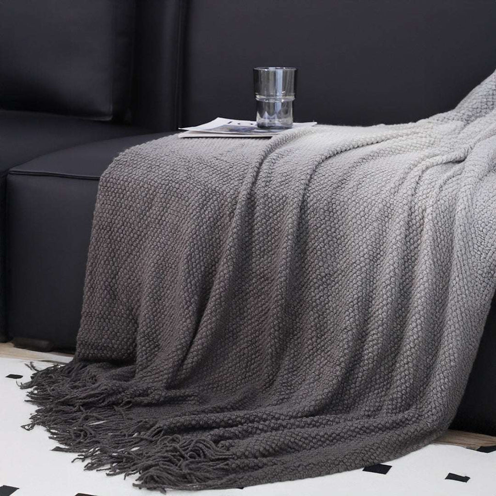 SOGA 2X 127x170cm Star Grey Blanket – Gradient Tassel Throw for Cozy Home Comfort $ 172