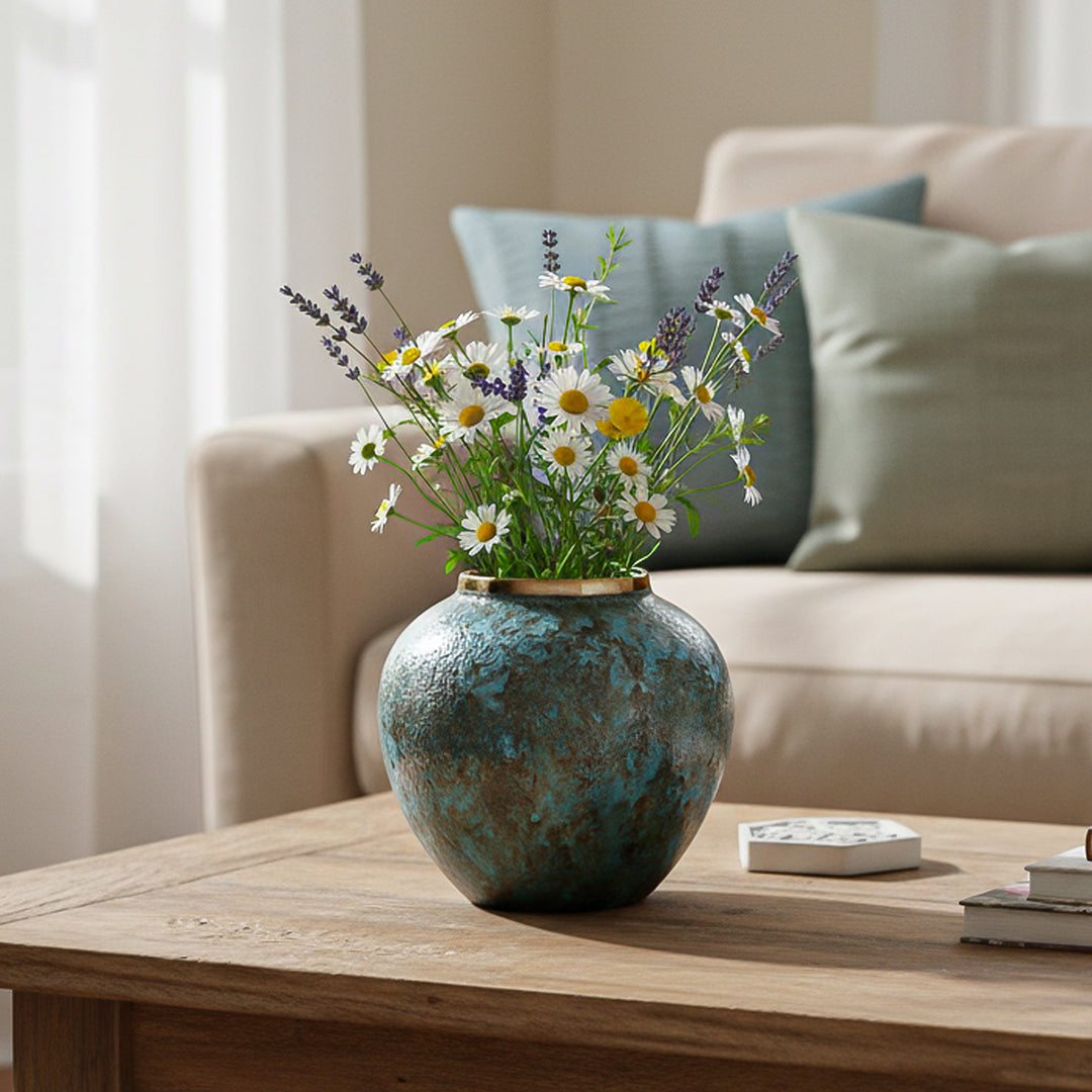 SOGA 21x22cm Light Blue Small Ceramic Flower Vase Elegant Living Room Home Decor