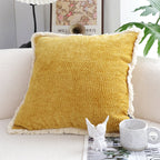SOGA 2X 50cm Throw Pillow Turmeric Yellow Aesthetic Chenille Texture for Home Decor