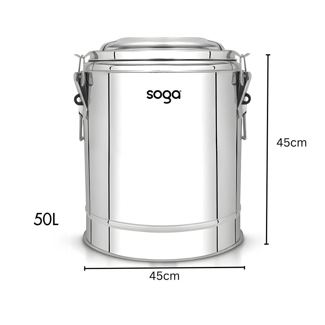 SOGA 50L Stainless Steel Insulated Stock Pot Hot & Cold Beverage Container