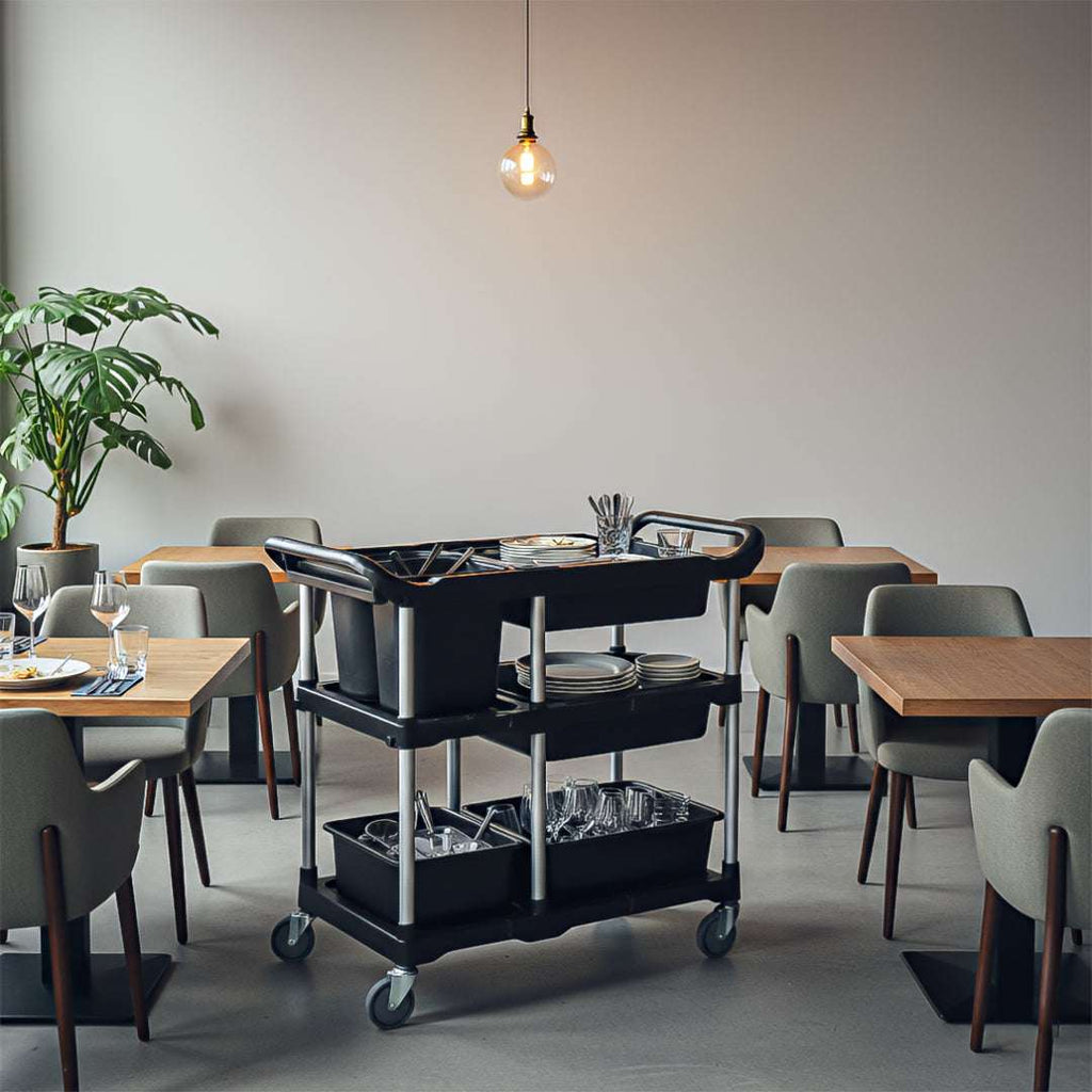 SOGA Black 3-Tier Kitchen Utility Trolley Cart with 5 Buckets $ 288