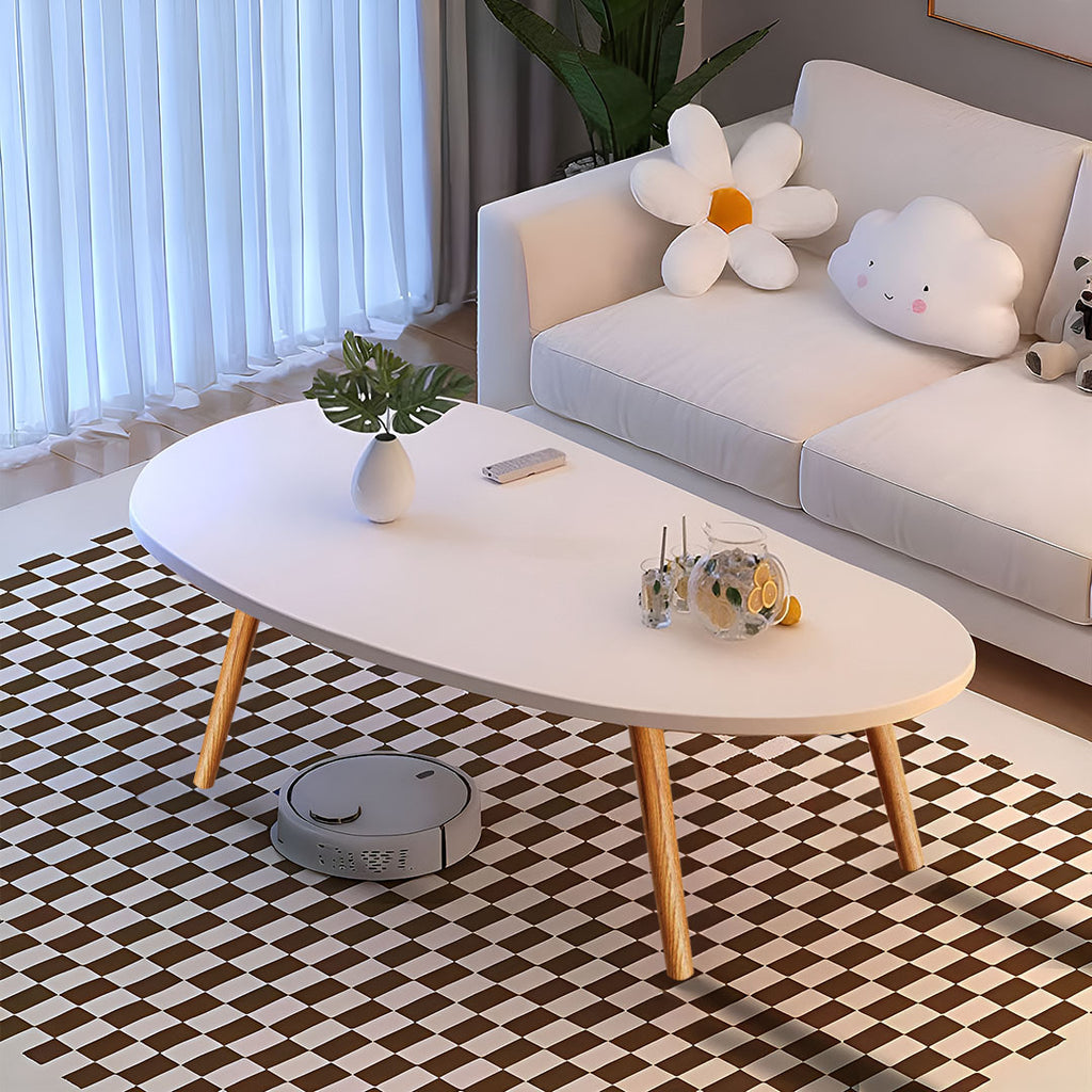 SOGA 80x40cm White Living Room Nordic Coffee Table Simple Modern Home Style