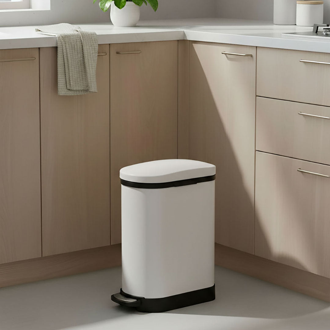 SOGA 4X Foot Pedal Stainless Steel Rubbish Recycling Garbage Waste Trash Bin U White 10L