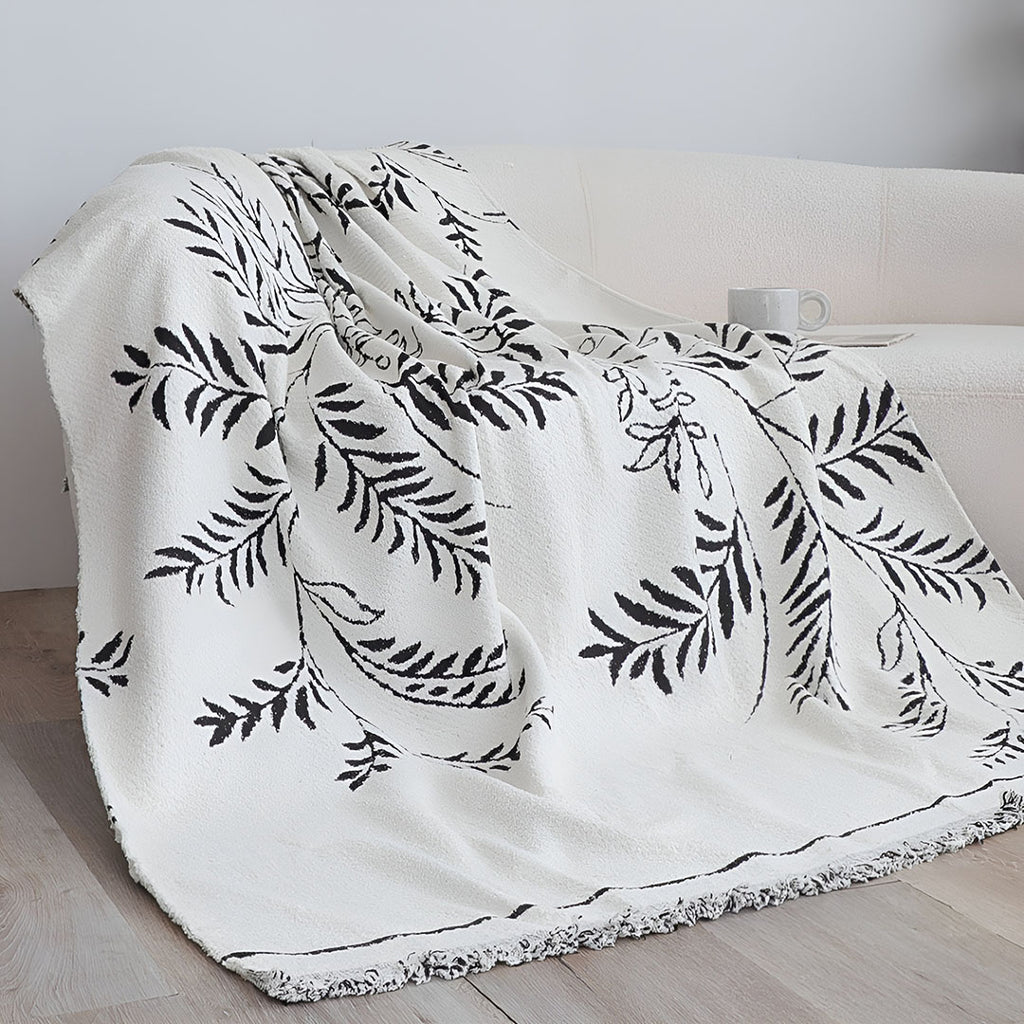 SOGA One-seater White Sofa Cover Leaf Print 130x180cm Polyester