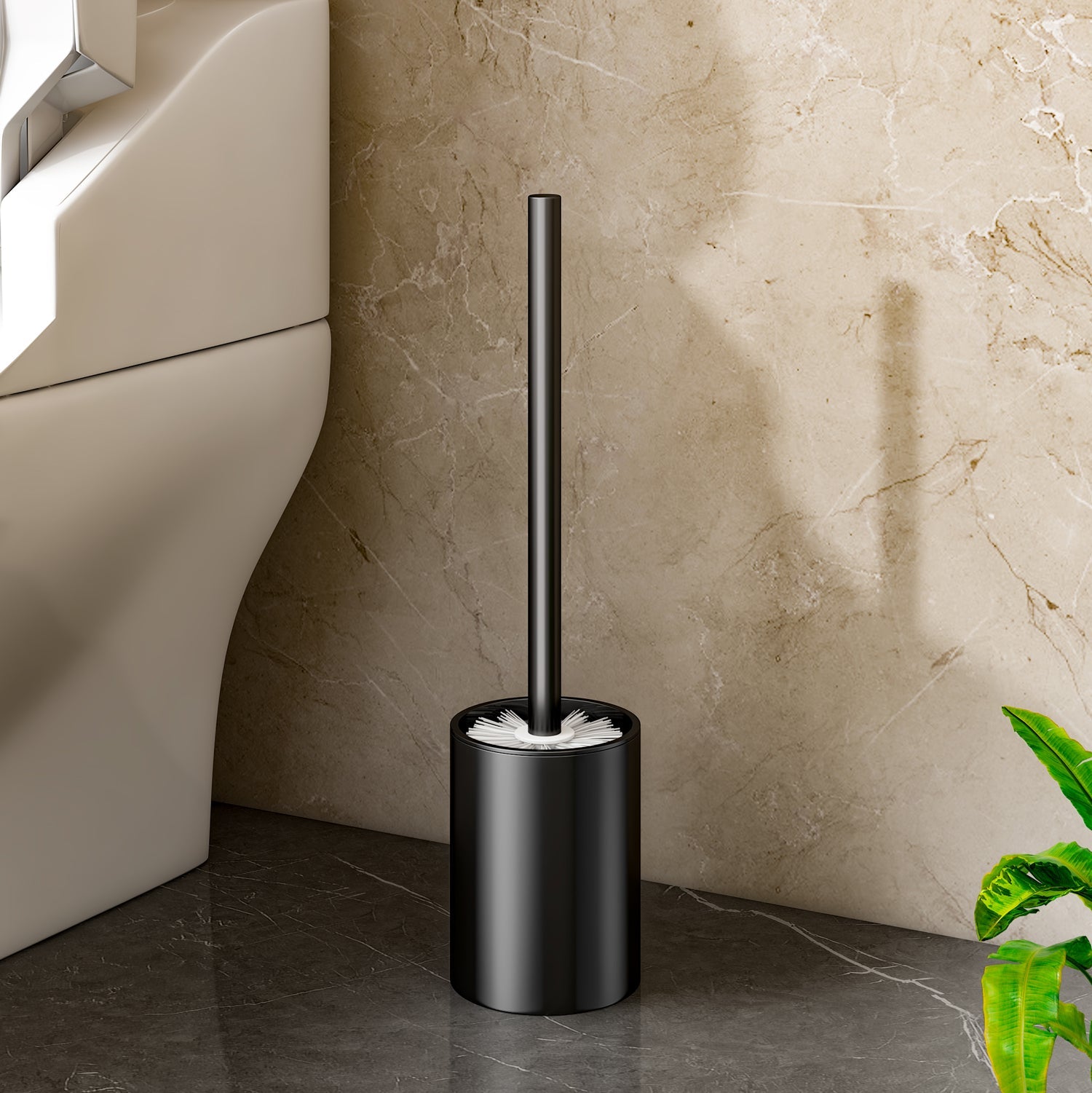 SOGA 2X 27cm Wall-Mounted Toilet Brush – Black with Drain Holes