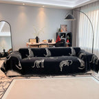 SOGA Four-seater Black Sofa Cover Leopard Print 180x420cm Polyester $ 144