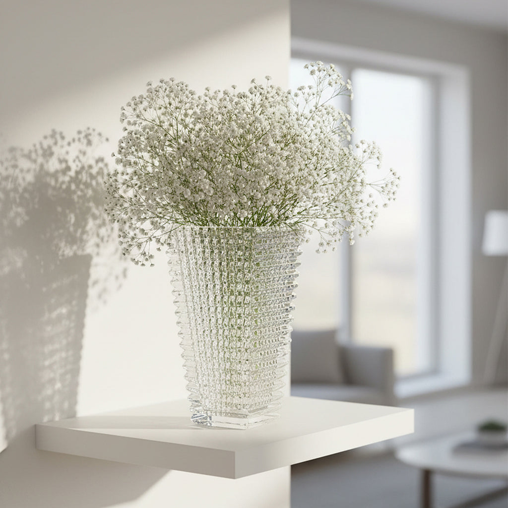 SOGA 28cm Handcrafted Clear Glass Vase Classic Design for Home Decor