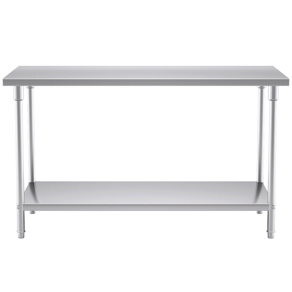SOGA 2-Tier Commercial Catering Kitchen Stainless Steel Prep Work Bench Table 150*70*85cm