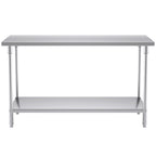 SOGA 2-Tier Commercial Catering Kitchen Stainless Steel Prep Work Bench Table 150*70*85cm