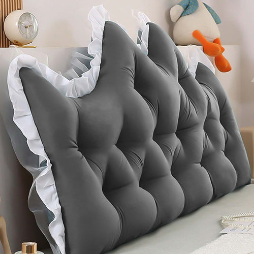 SOGA 2x120cm Crown Pillows Tufted Charcoal Headboard Cushion Set