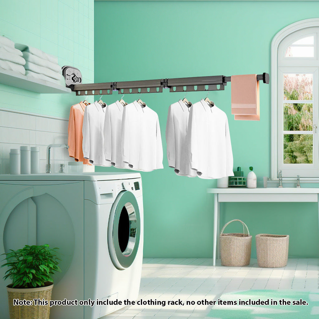 SOGA 2X 127.5cm Suction-Mounted Retractable Clothing Drying Rack Foldable Hanger