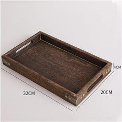SOGA Small Walnut Brown Rectangle Wooden Tray Breakfast Dinner Serving Board Tea Set Holder Kitchen Home Decor