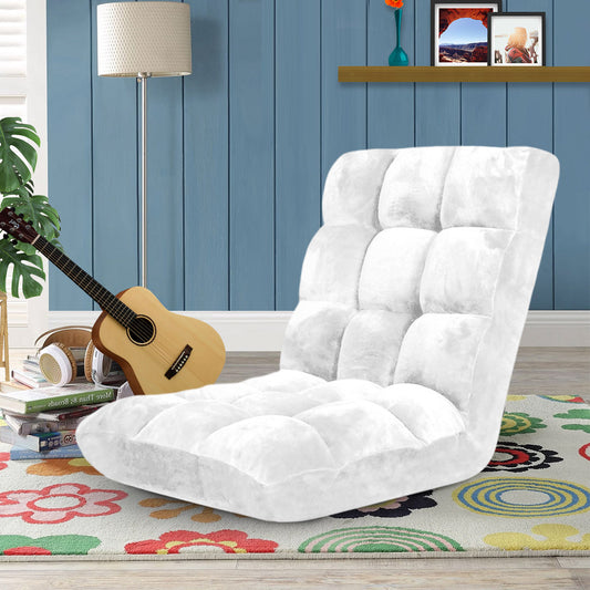 SOGA Floor Recliner Folding Lounge Sofa Futon Couch Folding Chair Cushion White