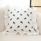 SOGA 2X 45cm Throw Pillow  White Ruffled Square Decorative Cushion for Rose Lovers Cozy Home Decor