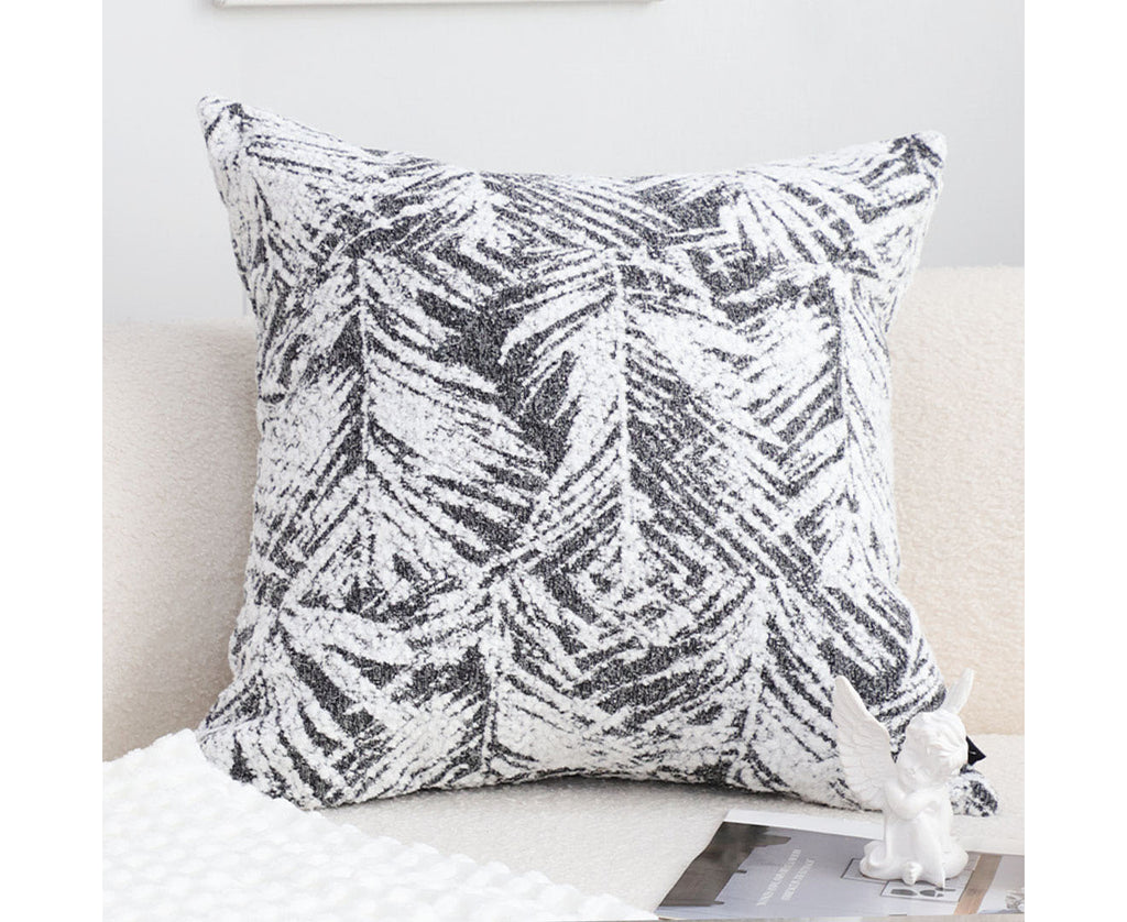 SOGA 50cm Elegant Beige Scrollwork Pattern Black Trim Decorative Throw Pillow