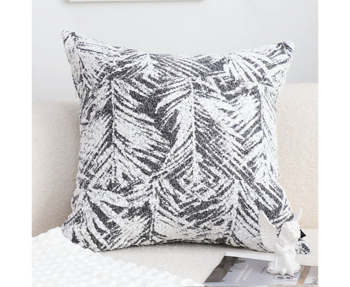 SOGA 50cm Elegant Beige Scrollwork Pattern Black Trim Decorative Throw Pillow