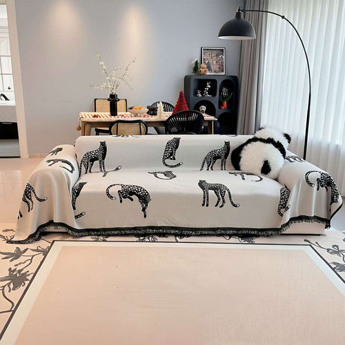 SOGA Four-seater White Sofa Cover Leopard Print 180x420cm Polyester $ 144